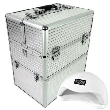 KUFEREK KOSMETYCZNY DUŻY LAMPA LED 48W DO MANICURE