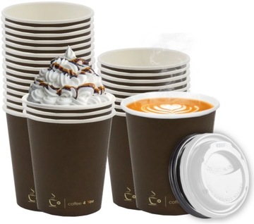 Kubeczki papierowe do kawy Coffee 4 You + wieczka jednorazowe 250ml C4U