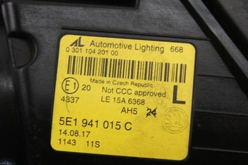 ФОНАРЬ ПЕРЕДНИЙ ЛЕВ SKODA OCTAVIA 3 III LIFT NORMAL LED EU 5E1941015C