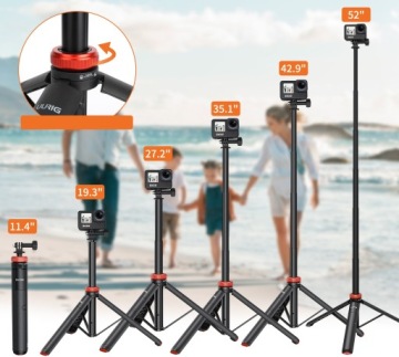 Ручка для монопода, штатив для селфи, 132 см для GoPro HERO 12, 11, 10, 9, 8, 7, 6, 5 MAX