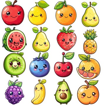 NAPLAMKI NAPRASOWANKI KAWAII OWOCE TERMO NAKLEJKA NA UBRANIA DTF