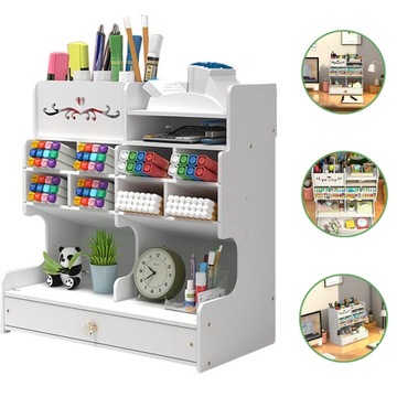ORGANIZER NA BIURKO PRZYBORNIK NA KREDKI DŁUGOPISY OŁÓWKI Z SZUFLADĄ PÓŁKA
