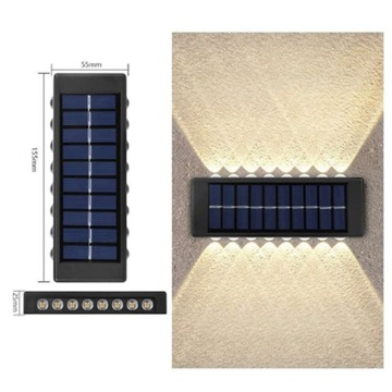 KINKIET SOLARNY 16LED WARM WHITE ELEWACJA OGRÓD