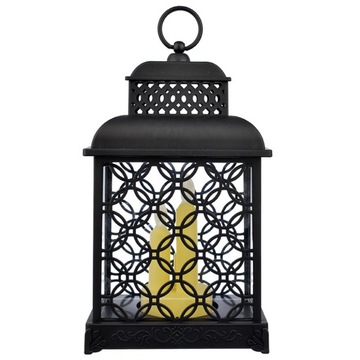 LAMPION DEKORACYJNY LATARNIA OZDOBNA LED CZARNY