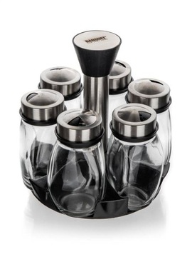PRZYPRAWNIK pojemnik na przyprawy zestaw do kuchni stojak box 120 ml 6szt