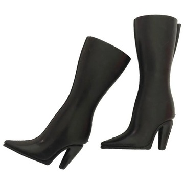 DAMSKIE BUTY BUCIKI DLA LALKI BARBIE WYSOKIE KOZACZKI NA OBCASIE CZARNE