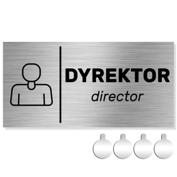 NIERDZEWNA Tabliczka na drzwi/ścianę DYREKTOR Director 10x20 Aluminium ENG.