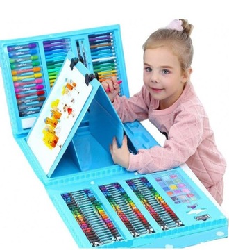БОЛЬШОЙ ХУДОЖЕСТВЕННЫЙ НАБОР для рисования, мелки, краски, чемодан, 208 предметов, в подарок