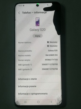 Samsung S20 G980F 8GB/128GB płyta główna 100% OK