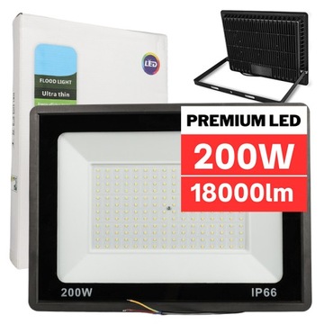 HALOGEN REFLEKTOR NAŚWIETLACZ LED ZEWNĘTRZNY SLIM LAMPA IP66 200W 6000K
