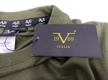 19V69 Italia, bawełniany t-shirt męski, oliwkowa zieleń, r.L/50