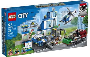 LEGO City 60316 POLICJA Posterunek Policji Komisariat Radiowóz Helikopter