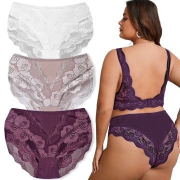 3x MAJTKI KORONKOWE Figi WYSOKI STAN JAKOŚĆ - 5XL