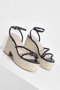 BOOHOO CZARNE SANDASANDŁY KOTURN ESPADRYLE Y99 NG2__40