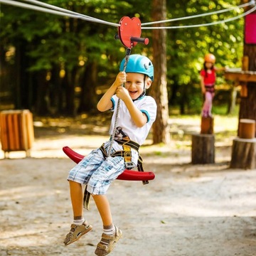 Zjazd Linowy TYROLKA Zjeżdżalnia Kolejka Linowa Huśtawka Siedzisko 25m 4140