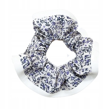 Gumka do włosów duża SCRUNCHIE Kremowa Kwiatowa