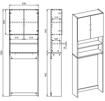 ПОЛКА НАД СТИРАЛЬНОЙ МАШИНОЙ MAX