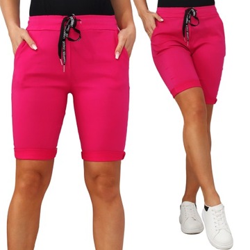 SPODENKI DAMSKIE KRÓTKIE SZORTY WYGODNE SPORT DRES KOBIECE 48 4XL FUKSJA