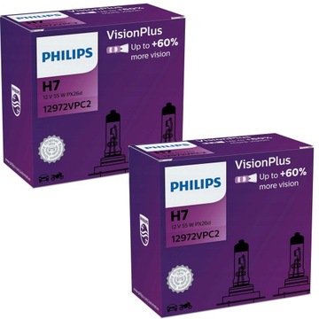 Лампы Philips 4x H7 Vision Plus На 60% больше света 2 комплекта