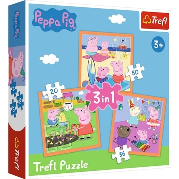 Puzzle Pomysłowa Świnka Peppa 3w1 TREFL 34852