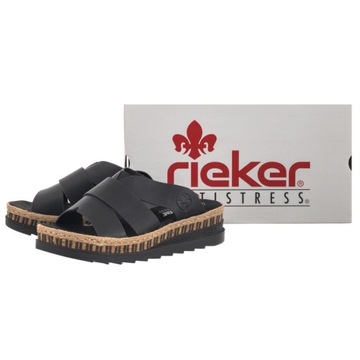 Buty Klapki na Platformie Damskie Rieker Czarne V7989-00 Black