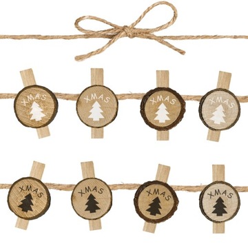 KLAMERKI ZESTAW 8 SZT CHOINKI DREWNIANE DEKORACJA ŚWIĄTECZNA PREZENT