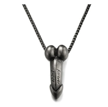 Penis kształt wisiorek naszyjnik stal nierdzewna 316L Goth srebrny