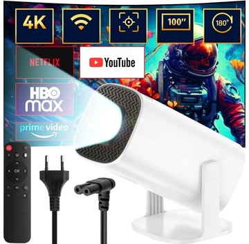 PROJEKTOR RZUTNIK PRZENOŚNY SMART FULL HD ANDROID WIFI BT HDMI WERSJA 2024