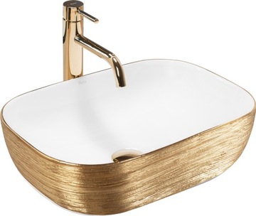 UMYWALKA NABLATOWA CERAMICZNA BIAŁA ZŁOTA REA BELINDA WHITE GOLD BRUSH 46cm