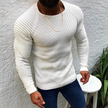 Men's Sweater Solid Color Round Neck Slim Pullover