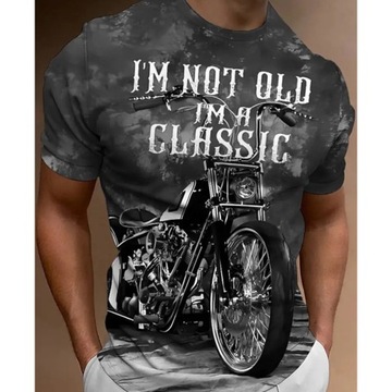 T-SHIRT MĘSKI KOSZULKA 3D VINTAGE MOTO CLASSIC 2XL