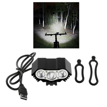 Super lekka, przednia lampka rowerowa LED USB, czarna