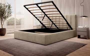 Łóżko tapicerowane z pojemnikiem kolor beżowy SFG0116B 140x200