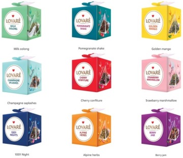 Lovare Butterfly Set Коллекция чаев 9 вкусов 45 пирамидок по 2 г Подарочный набор