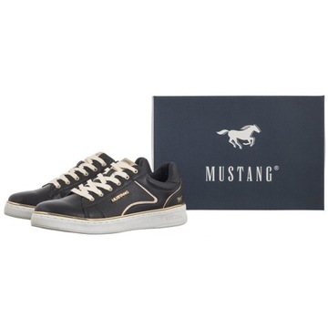 Buty Sneakersy Pólbuty Damskie Mustang Czarne 1300-314