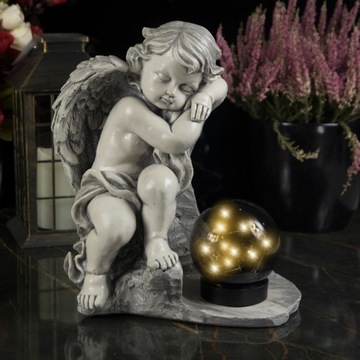 СЕРАЯ ГИПСОВАЯ ФИГУРКА Гробница СОЛНЕЧНАЯ СВЕТОДИОДНАЯ ЛАМПА