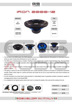 Gs Audio Iron 12 дюймов/30 см, 1000 Вт, 2x2 Ом, 2000 Вт, карбоновый купол!