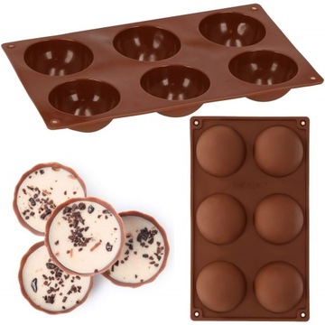 СИЛИКОНОВАЯ ФОРМА ДЛЯ ВЫПЕЧКИ МОНОПОРЦИИ ШОКОЛАДНЫХ МАББЛОВ, ПОЛУСФЕРА