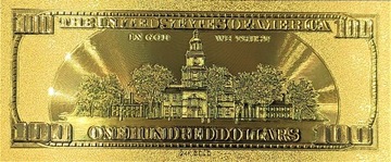 Позолоченная коллекционная банкнота номиналом 100 долларов США.