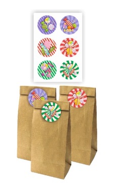 БУМАЖНЫЕ ПАКЕТЫ ДЛЯ СЛАДОСТЕЙ КОНФЕТЫ + НАКЛЕЙКИ