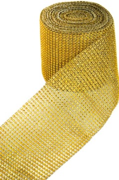 Декоративная лента цирконы стразы золото высота 12 см