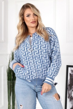 ALPAKA SWETER BLUZA WZORY ZAMEK JEANS-BIAŁY 2176