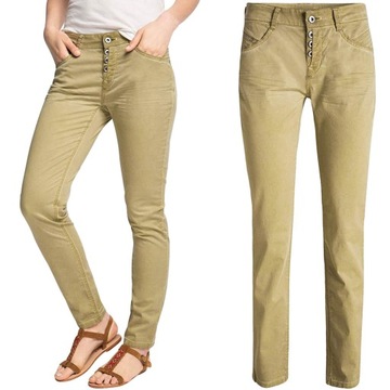 Esprit Damskie Bawełniane Beżowe Spodnie Chinosy Fit Regular M 38