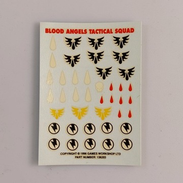 Blood Angels Tactical Squad Transfer Sheet Kalkomanie Artefakt