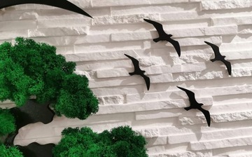 Дерево счастья, бонсай, мох, полумесяц + птицы