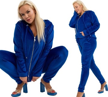 DUŻE dresy KOMPLET welur DRES BIG F59 kobalt 3XL