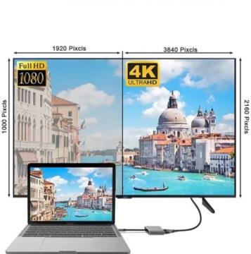 АДАПТЕР 4in1 HDMI 4K VGA HUB USB-C USB 3.0 PD