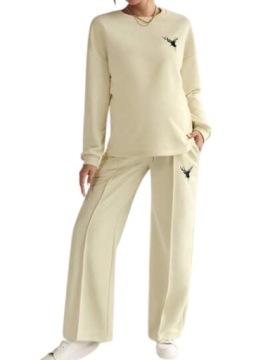 SHEIN KOMPLET DRESOWY CIĄŻOWY KREMOWY 40/42 ŁŁE