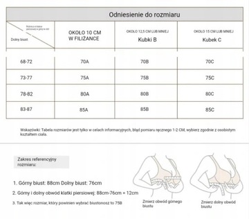 Размер бюстгальтера Kafei: 70A-90F85F.
