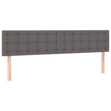 vidaXL Изголовье кровати со светодиодной подсветкой Серое 180x5x78/88 см Искусственная кожа